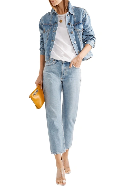 Shop Goldsign The Low Slung Cropped Mid-rise Straight-leg Jeans In Light Denim