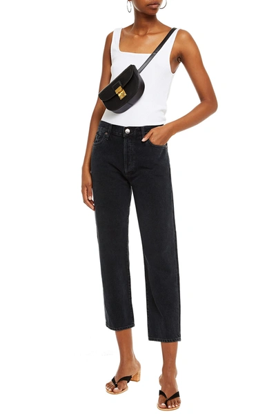 Shop Goldsign The Low Slung Cropped Mid-rise Straight-leg Jeans In Black
