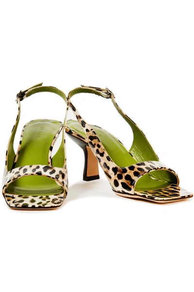 Shop By Far Lopez Leopard-print Glossed-leather Slingback Sandals In Animal Print