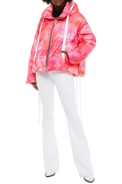 Shop Khrisjoy Convertible Quilted Tie-dyed Shell Hooded Down Jacket In Fuchsia