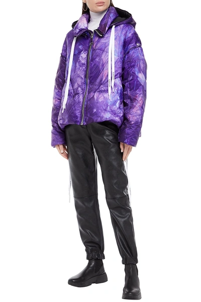 Shop Khrisjoy Convertible Quilted Tie-dyed Shell Hooded Down Jacket In Purple