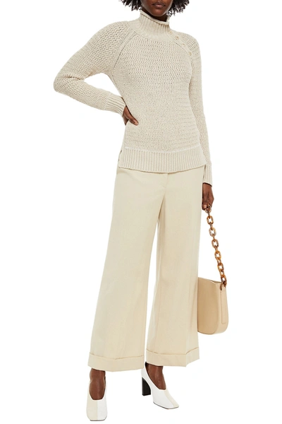 Shop Loro Piana Ischia Cotton And Cashmere-blend Turtleneck Sweater In Beige