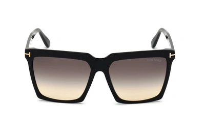Shop Tom Ford Sabrina W Ft0764 01b Square Sunglasses In Black