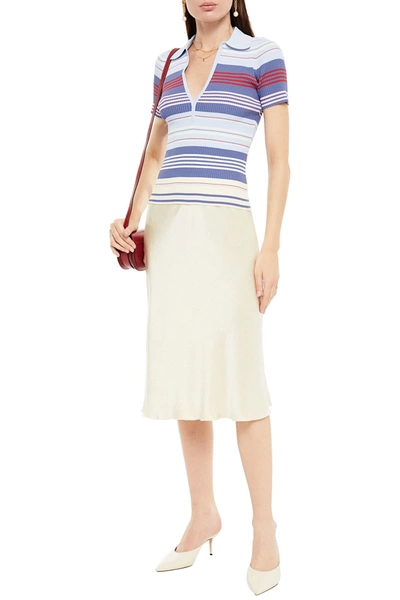 Shop Altuzarra Striped Ribbed-knit Top In Sky Blue