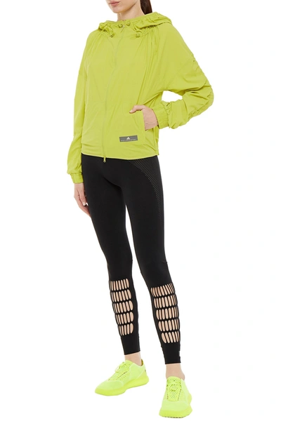 Shop Adidas By Stella Mccartney Mesh-paneled Laser-cut Stretch Leggings In Black