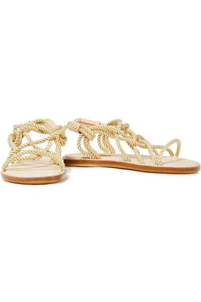 Shop Ann Demeulemeester Leather-trimmed Cord Slingback Sandals In Beige