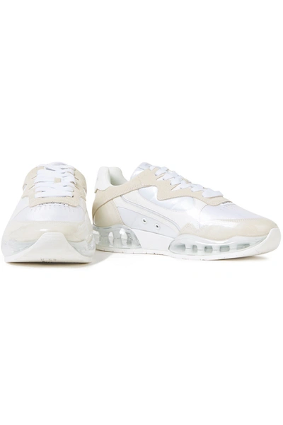 Shop Alexander Wang Stadium Layered Pvc, Leather, Suede And Mesh Sneakers In Off-white