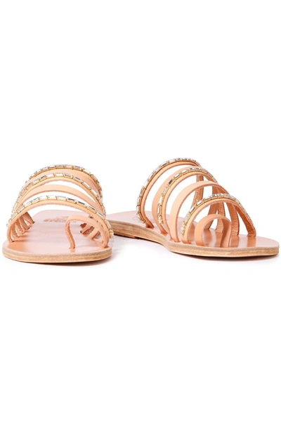 Shop Ancient Greek Sandals Niki Crystal-embellished Leather In Sand