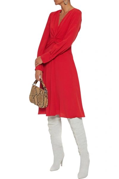 Shop Equipment Faun Twist-front Crepe Dress In Tomato Red