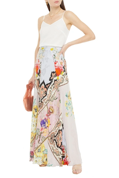 Shop Etro Patchwork-effect Printed Floral-jacquard Maxi Skirt In Baby Pink