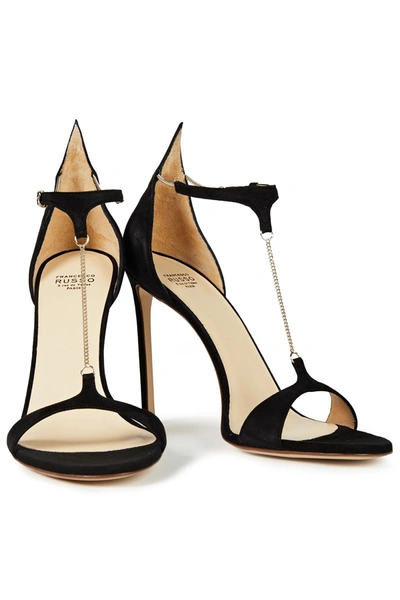 Shop Francesco Russo Chain-embellished Suede Sandals In Black