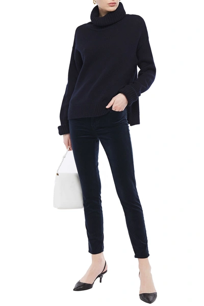 J Brand Leenah Cotton-blend Velvet Skinny Pants In Navy