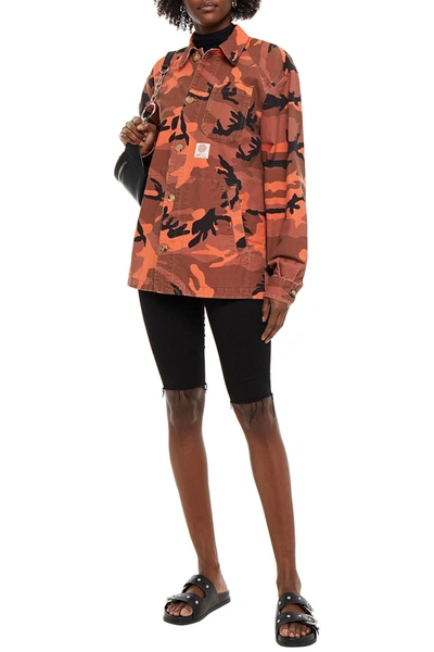 Shop Mcq By Alexander Mcqueen Printed Cotton-canvas Field Jacket In Orange