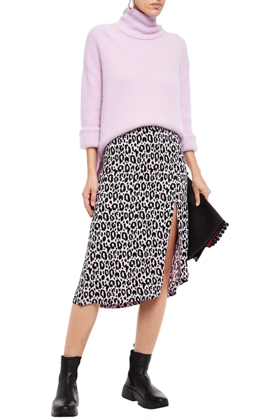 Shop Maje Leopard-jacquard Skirt In Baby Pink