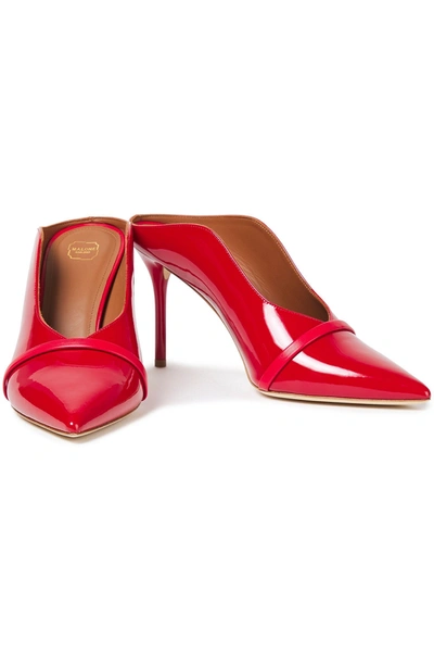 Shop Malone Souliers Constance Smooth And Patent-leather Mules In Red