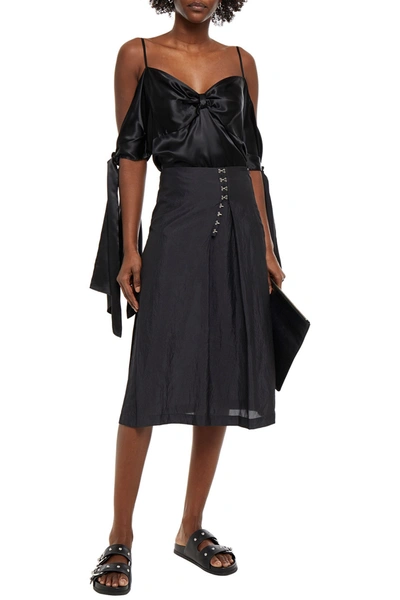 Shop Mcq By Alexander Mcqueen Hook-detailed Crinkled Crepe De Chine Skirt In Black