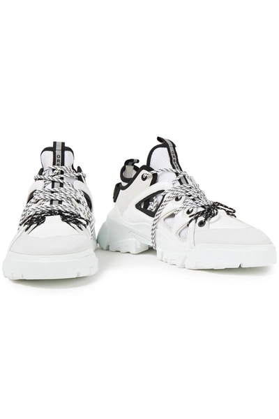 Shop Mcq By Alexander Mcqueen Orbyt Leather, Nubuck And Mesh Sneakers In White