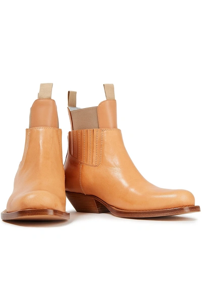 Shop Mm6 Maison Margiela Leather Ankle Boots In Camel