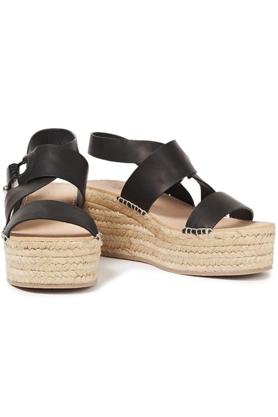 Shop Rag & Bone August Croc-effect Leather Wedge Espadrille Sandals In Black