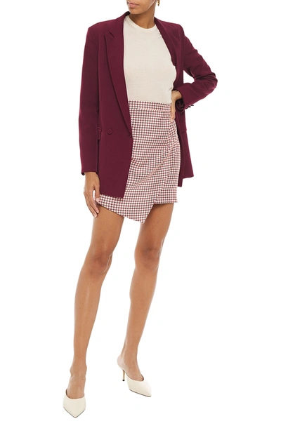 Shop Paper London Ten Wrap-effect Houndstooth Cotton-jacquard Mini Skirt In Pink