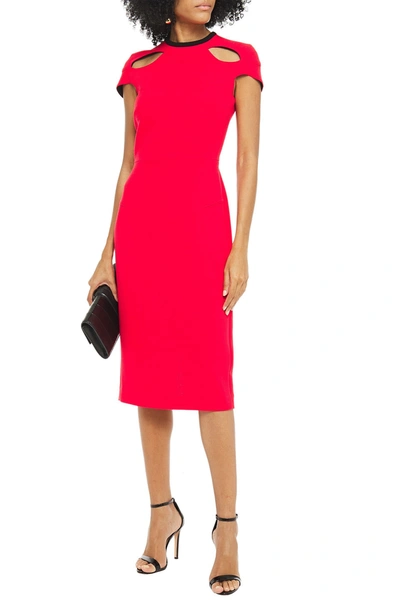 Shop Roland Mouret Talland Cutout Wool-crepe Dress In Tomato Red