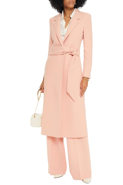 Shop Roland Mouret Selwood Belted Wool-crepe Coat In Blush