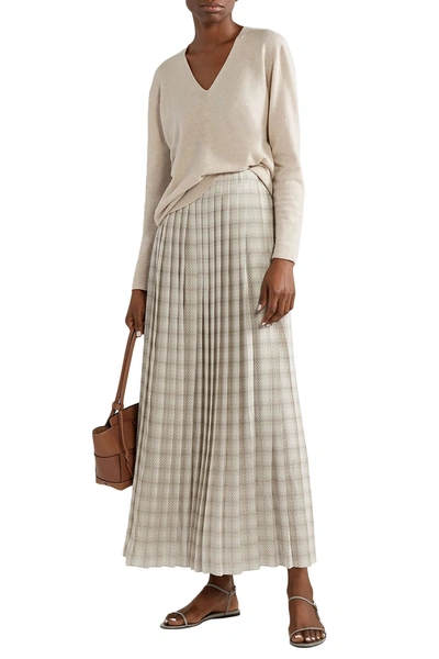 Shop The Row Tulu Pleated Printed Silk-crepe Maxi Skirt In Neutral