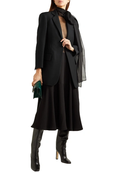 Shop Valentino Silk And Wool-blend Blazer In Black