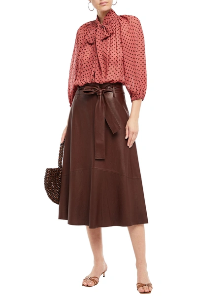 Shop Zimmermann Pussy-bow Polka-dot Crepe De Chine Blouse In Antique Rose