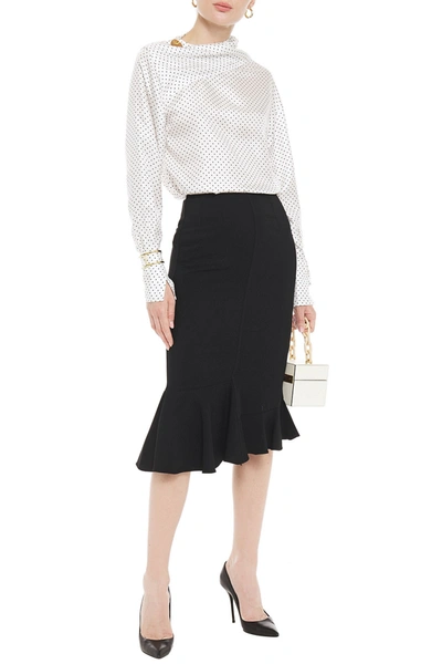 Shop Victoria Beckham Fluted Stretch-crepe Pencil Skirt In Black