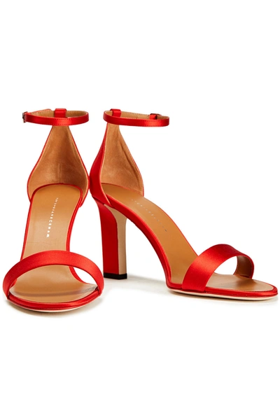Shop Victoria Beckham Satin Sandals In Red