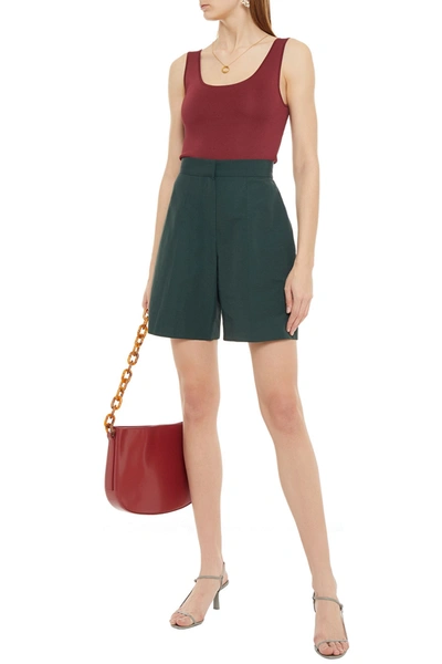 Shop Victoria Victoria Beckham Shantung Shorts In Dark Green