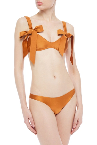 Shop Zimmermann Veneto Bow-detailed Bikini In Orange