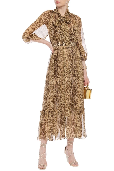Shop Zimmermann Espionage Pussy-bow Leopard-print Silk-crepon Maxi Dress In Animal Print