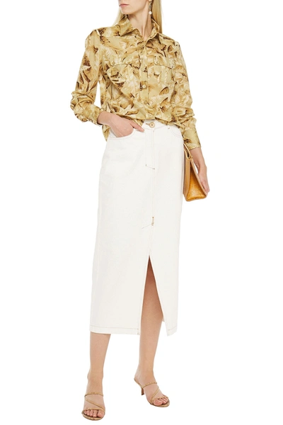 Shop Zimmermann Super Eight Safari Printed Cotton-voile Shirt In Mustard