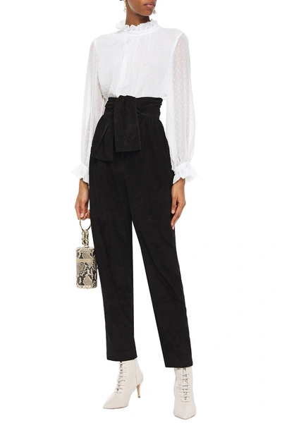 Shop Zimmermann Belted Suede Tapered Pants In Black
