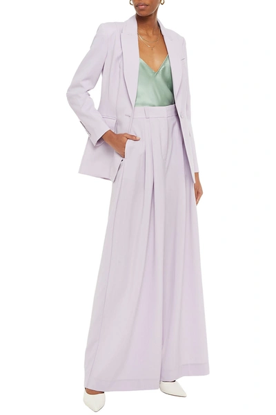 Shop Zimmermann Ninety-six Pleated Wool Wide-leg Pants In Lilac