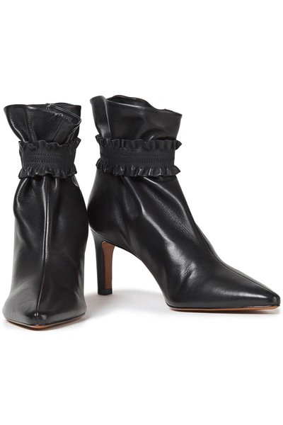 Shop Zimmermann Shirred Leather Ankle Boots In Black