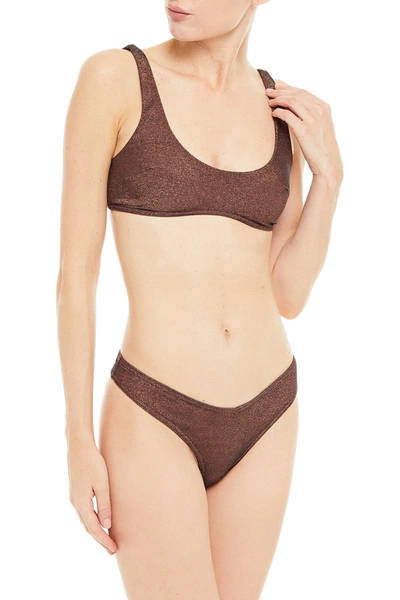 Shop Zimmermann Kirra Metallic Bikini In Dark Brown