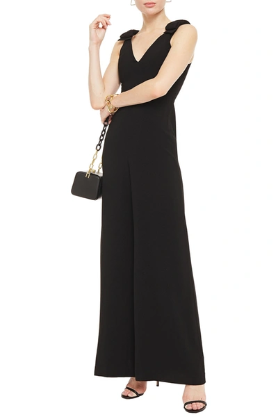 Shop Zimmermann Bow-embellished Crepe Wide-leg Jumpsuit In Black