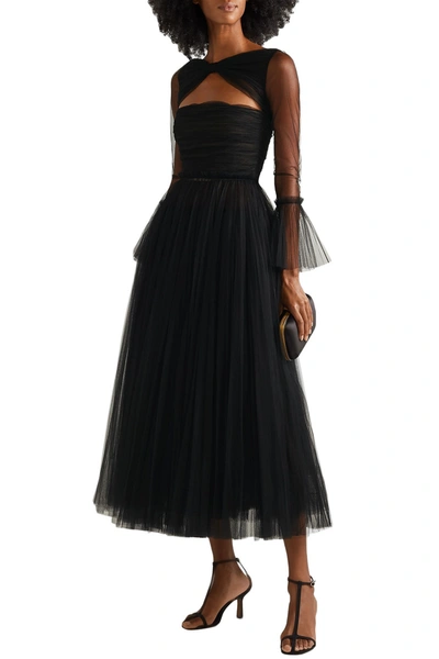 Shop Khaite Jean Cutout Tulle Maxi Dress In Black