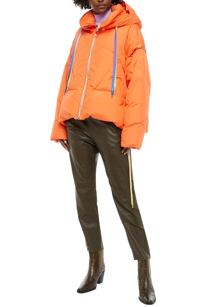 Shop Khrisjoy Snap-detailed Quilted Shell Hooded Down Jacket In Orange