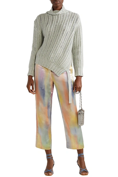 Shop Sies Marjan Willa Cropped Printed Satin Straight-leg Pants In Multicolor