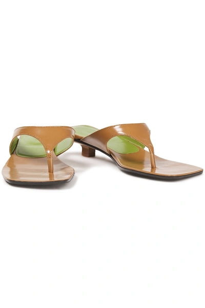 Shop By Far Jack Glossed-leather Mules In Light Brown