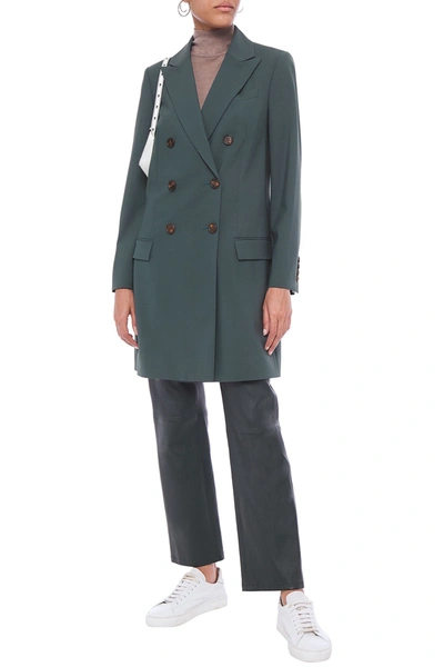 Shop Brunello Cucinelli Double-breasted Wool-blend Coat In Emerald