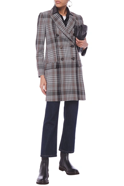 Shop Brunello Cucinelli Double-breasted Checked Wool Coat In Black