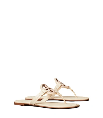 Shop Tory Burch Miller Metal-logo Sandal, Leather In New Cream / Seashell Pink