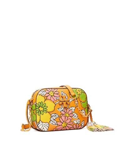 Shop Tory Burch Mcgraw Printed Camera Bag In Rust Wallpaper Floral