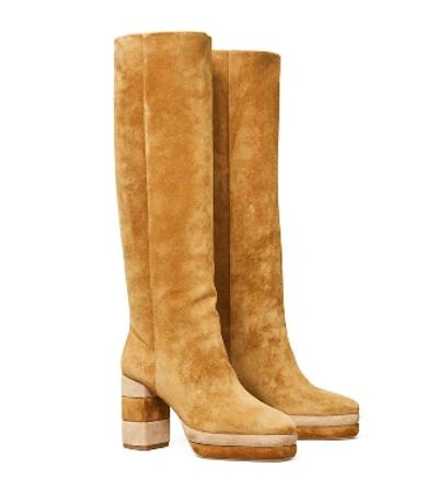 Shop Tory Burch Platform Knee Boot In Camel