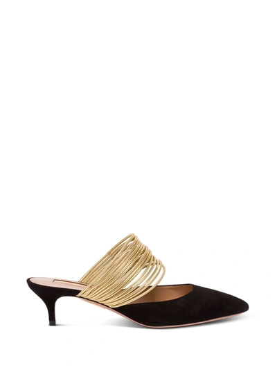 Shop Aquazzura Rendez Vous Suede Mules In Black